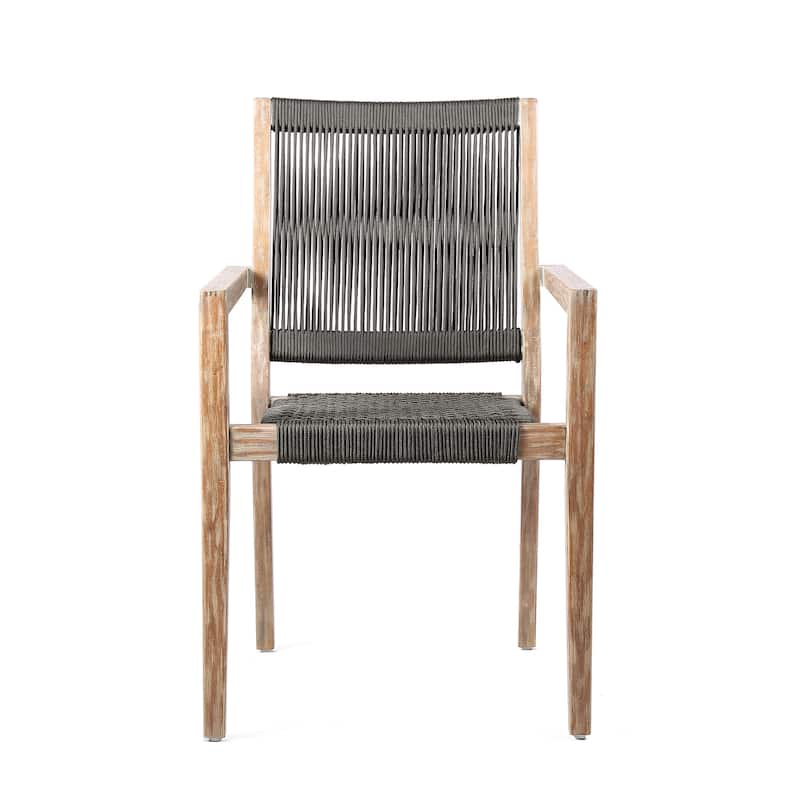 Madsen Solid Wood and Rope Outdoor Dining Chairs - Set of 2