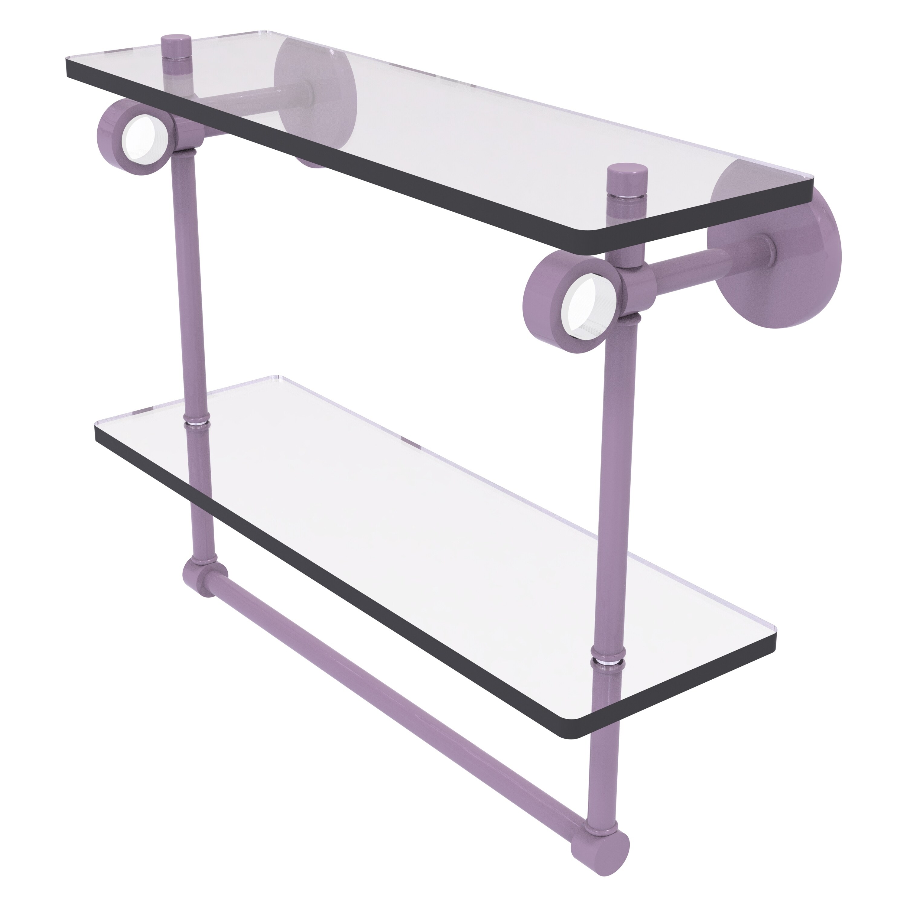 Allied Brass Clearview Collection 16 Inch Double Glass Vanity Shelf with Integrated Towel Bar