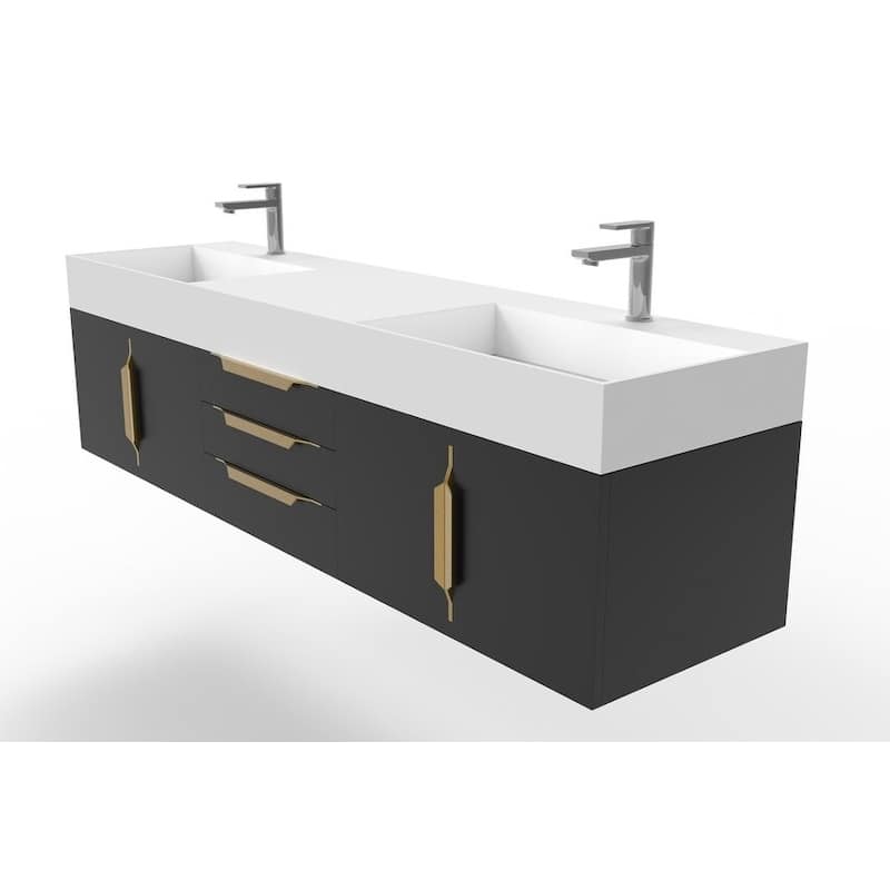 Amazon 72" Wall Mounted Bathroom Vanity Set w/ White Top