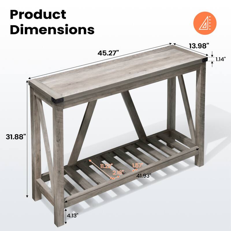 Pellebant A-frame Entry Console Table Long Sofa Table with Shelf - 45.27 in L x 13.98 in W x 31.88 in H