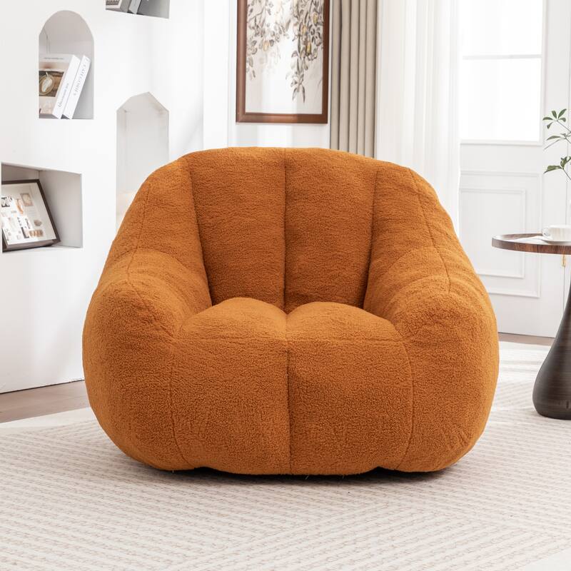 Large Memory Foam Bean Bag Chair with Backrest and Armrests Non Slip Base for Adults and Kids - Orange