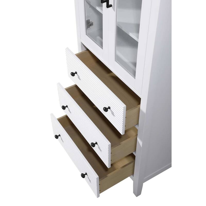 Kensington 16-28 Inch Bath Storage Glass Cabinet