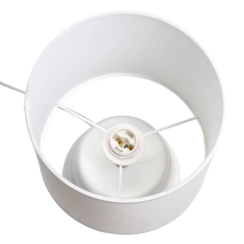 Ribbed Ceramic Table Lamp with Drum Shade - 12.75" - White