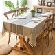 preview thumbnail 7 of 46, Enova Home 54"x 78" High Quality Rectangle Cotton and Linen Tablecloth with Tassels Light Grey