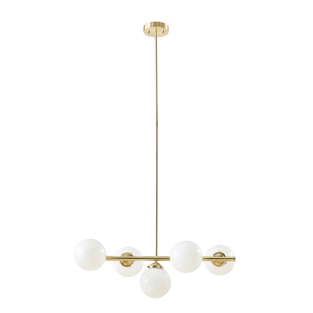 Modern 5-Light Chandelier with Frosted Glass Globe Bulbs - Bed Bath ...