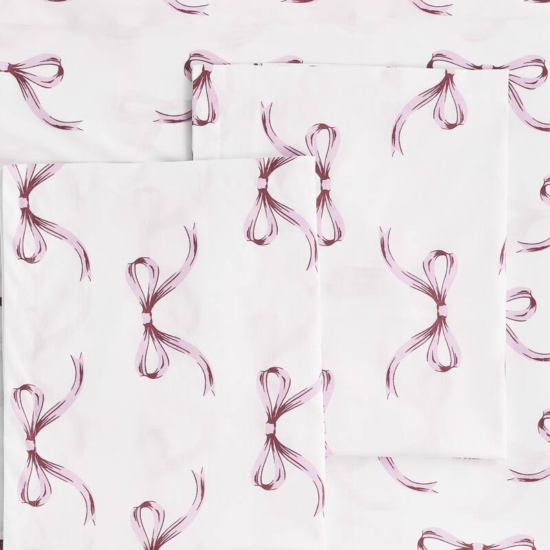 Gentle Ribbons Cotton Duvet Set Rose
