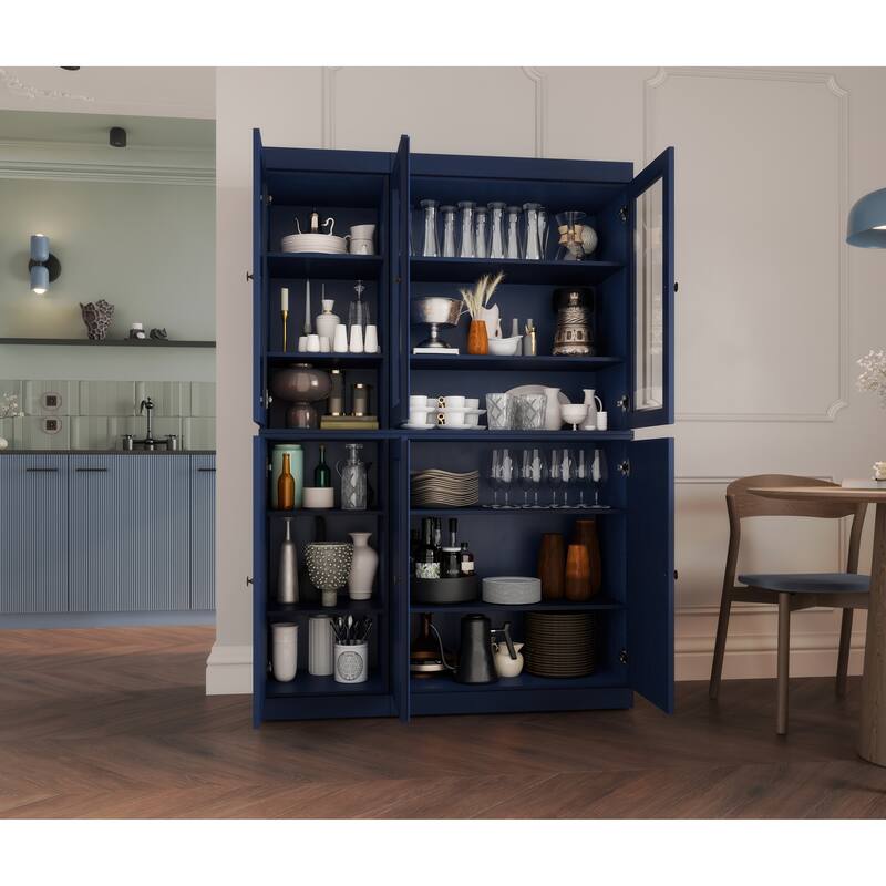 Palace Imports 100% Solid Wood Pantry China Cabinet, Raised Panel & Clear Glass Doors, 48.5" Wide, 71.5" Tall - 48.5" x 71.5"