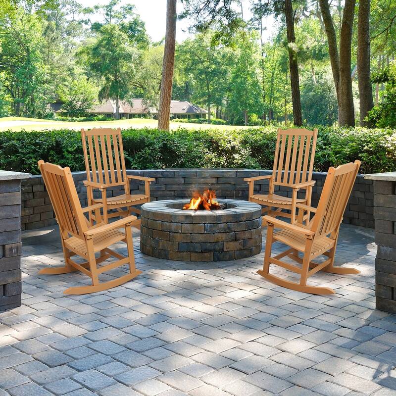 Vrakae 4 PCS Patio All Weather Resistant High Back Rocking Chair