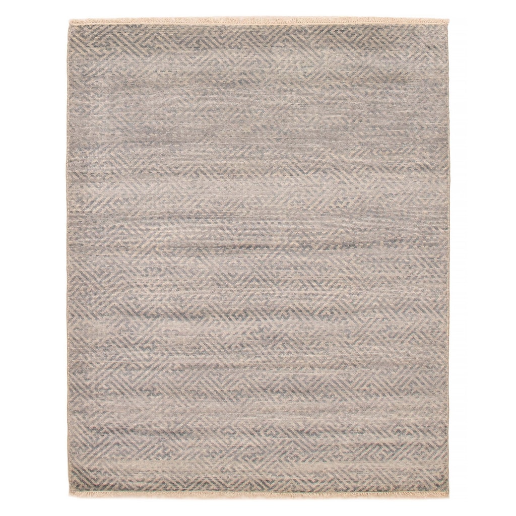 ECARPETGALLERY Hand-knotted Mystique Light Blue Wool Rug - 5' 8" x 7'