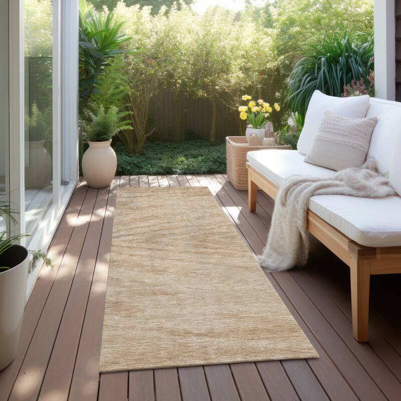 Machine Washable Indoor/ Outdoor Chantille Chevron Modern Rug - Khaki - 2'3" x 7'6"