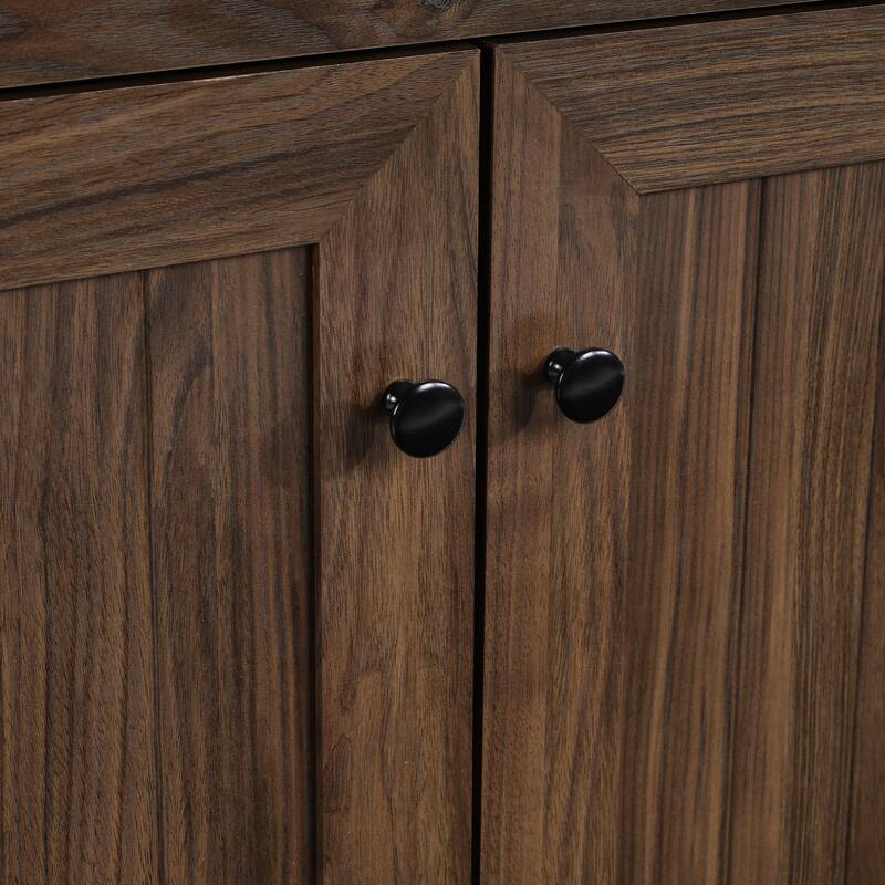 72" Sideboard Cabinet with 4 Doors, Minimalist TV Stand with 2 Compartments for Living Room, Dark Walnut