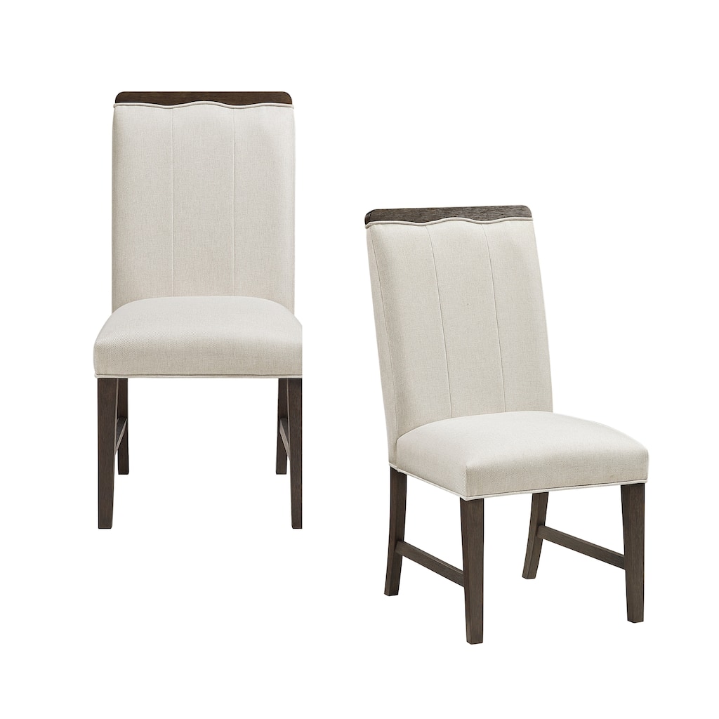 Contemporary Aesthetic Dining Chairs Upholstered Beige Brown Finish Plywood Frame Furniture