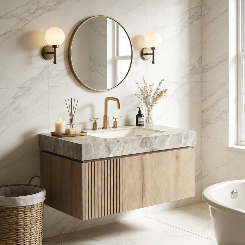 Floating Bathroom Vanity with 3 Pre-drilled Faucet Holes