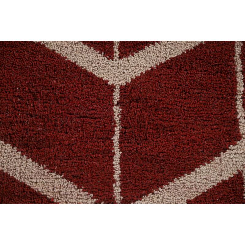 Hand Knotted Oriental 100% Wool Carpet Modern Chevron Red Gabbeh Area Rug - 7' 11'' X 5' 3''