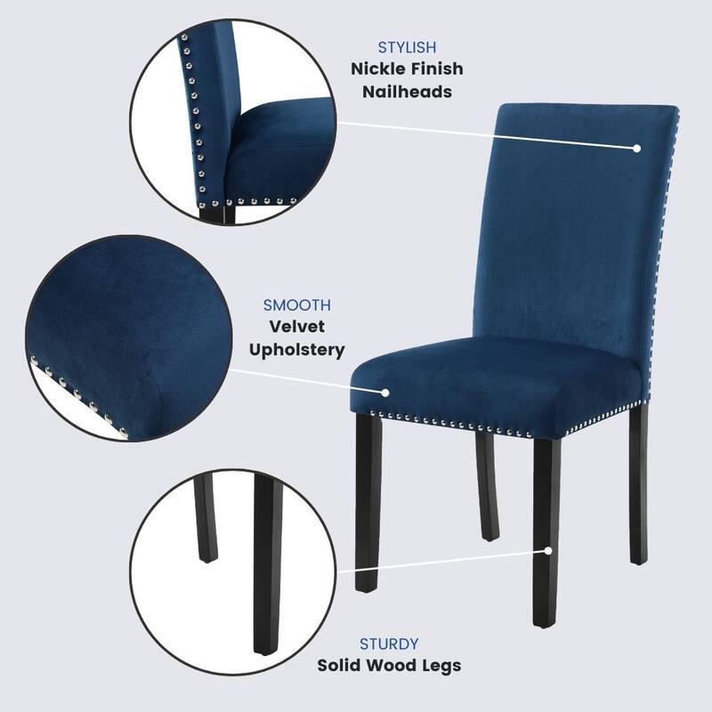 Contemporary 5-Piece Dining Set with Round Faux Marble Table and Velvet Upholstered Parsons Chairs - Stylish and Durable