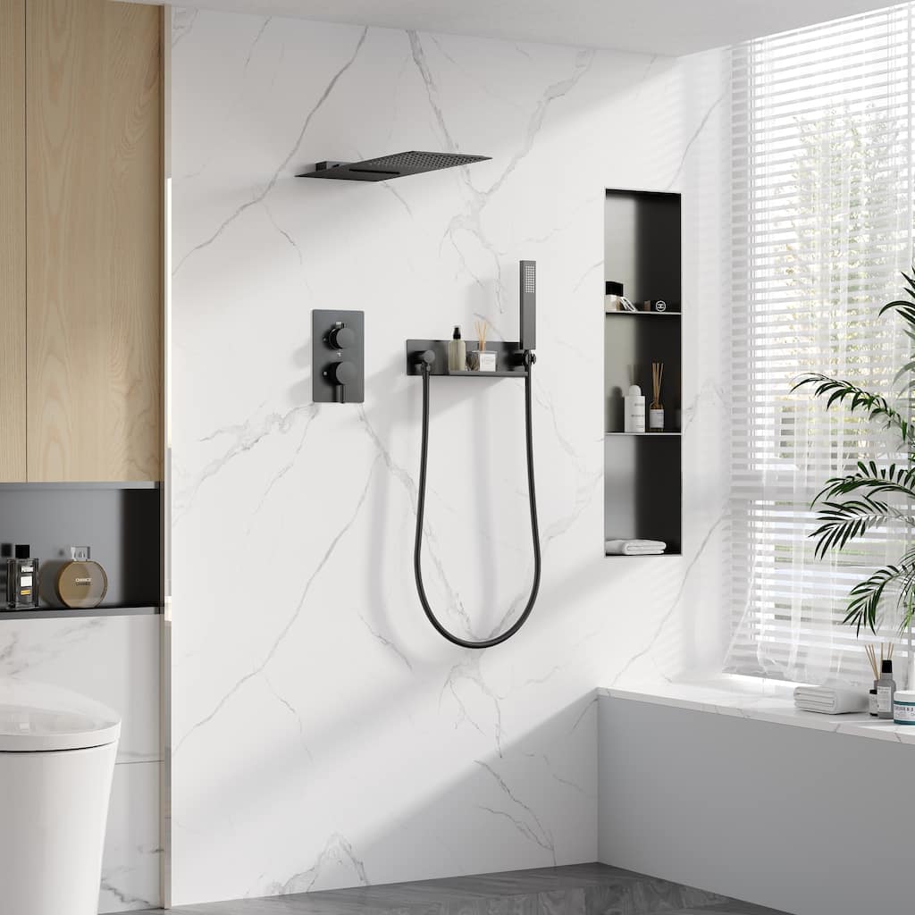 Rainfall Shower System With Hand shower And Concealed Pressure Balance Valve