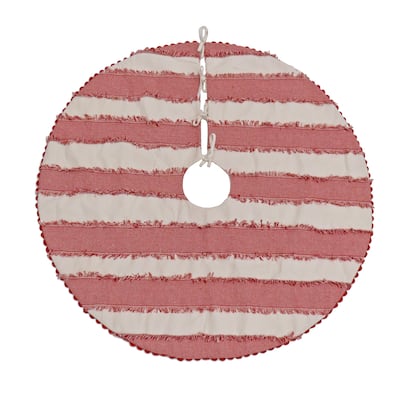 National Tree Company 48 in. HGTV Home Collection Ric Rac Lace border Tree Skirt, Red and White - 48 in