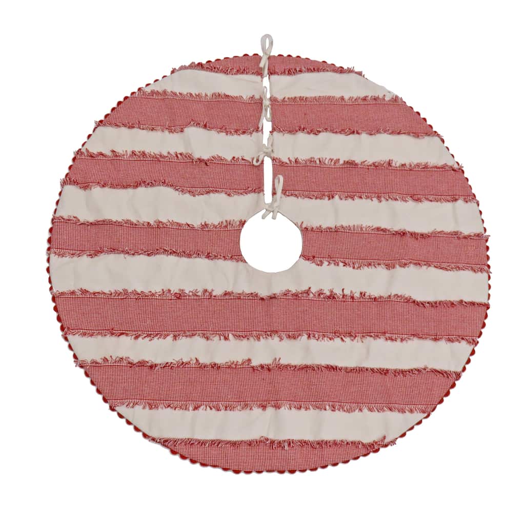 National Tree Company 48 in. HGTV Home Collection Ric Rac Lace border Tree Skirt, Red and White - 48 in