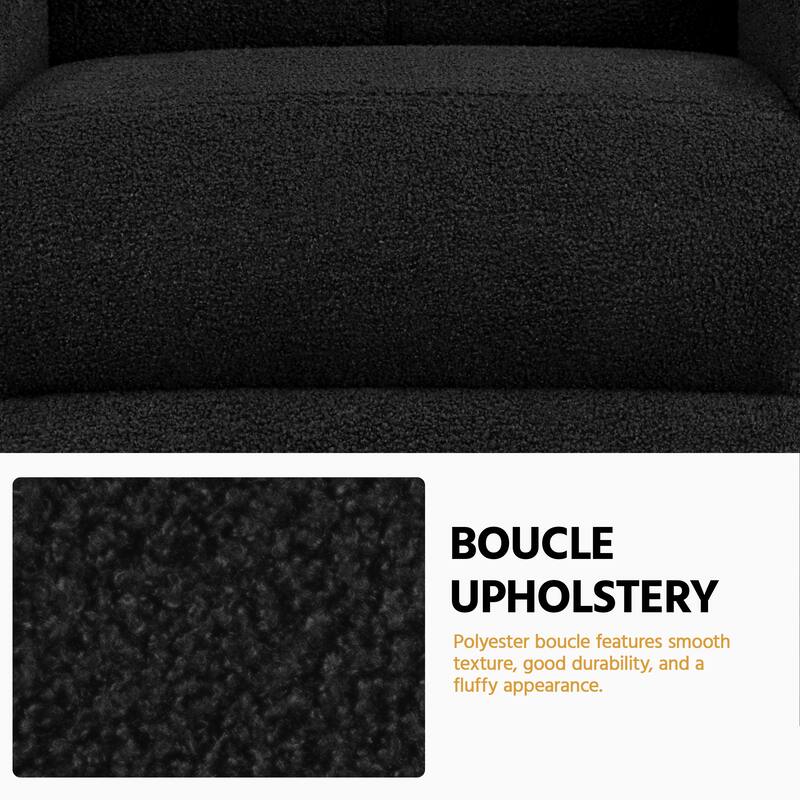 Yaheetech Upholstered Boucle Recliner Sofa Adjustable Reclining Chair, Ivory