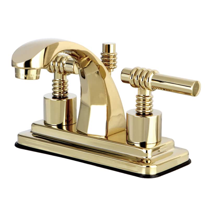Kingston Brass Milano Two-Handle 3-Hole Deck Mount 4 in. Centerset Bathroom Faucet in Polished Brass - Polished Brass