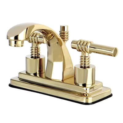 Kingston Brass Milano Two-Handle 3-Hole Deck Mount 4 in. Centerset Bathroom Faucet in Polished Brass