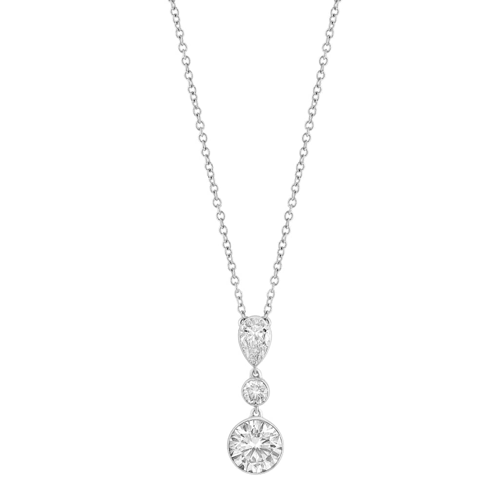 EFFY 14k White Gold Lab Grown Diamond Drop Necklace
