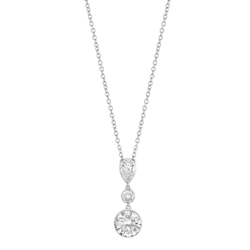 EFFY 14k White Gold Lab Grown Diamond Drop Necklace