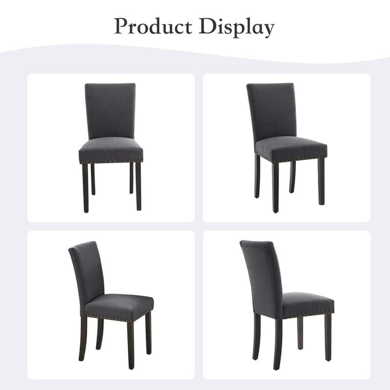 Dining Chairs Set of 2 Upholstered Fabric Kitchen Chairs with Nailhead Trim（Option）