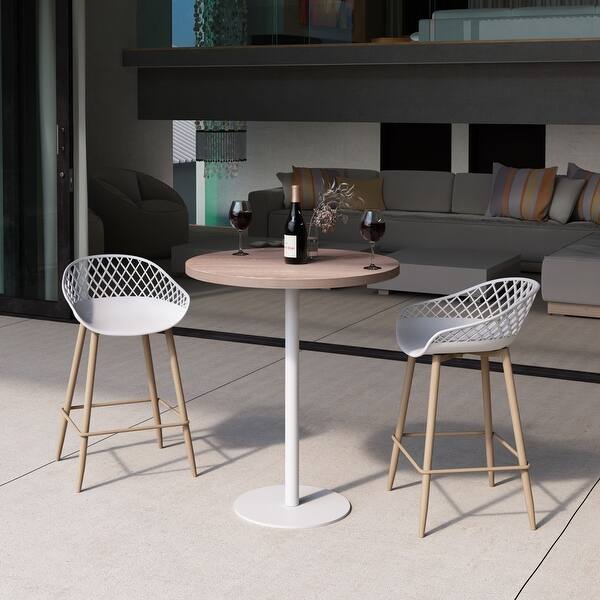 Kurv MidCentury Modern LowBack Counter Stool, Set of 2, Indoor