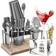 preview thumbnail 1 of 48, JoyTable Bartender Kit - Cocktail Set Kit - Bartender Drink Mixer Shaker Bar Tool Set 16 Piece Set + Stand - Silver