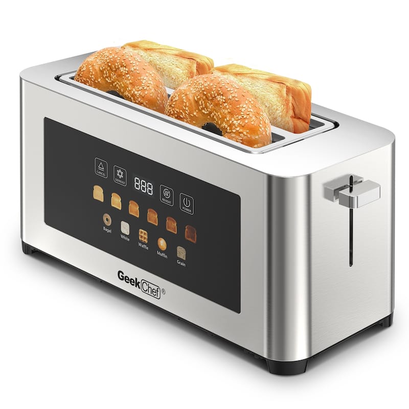 Anmytek 4-Slice Toaster Kitchen Essential - Extra Wide Entrance Stainless Steel LED Touch Display