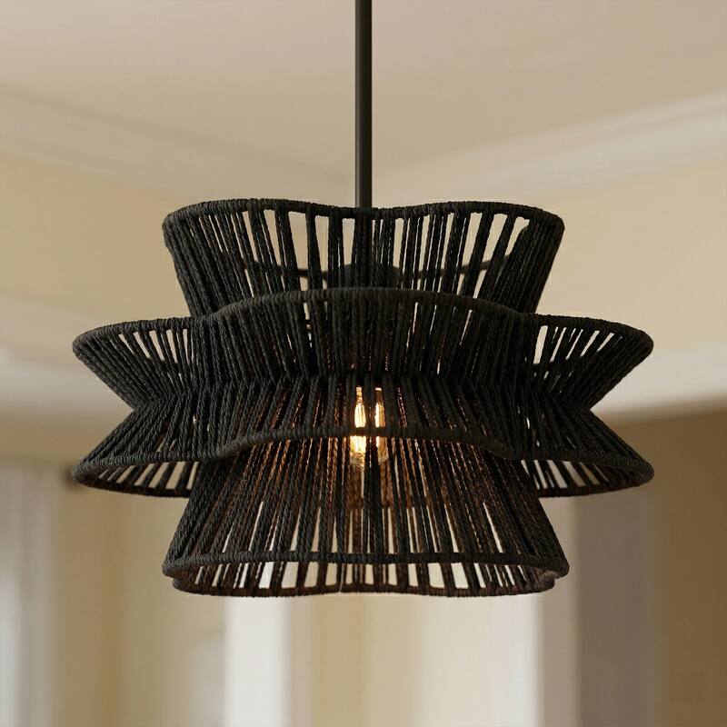 Acroma 1-light Farmhouse Coastal Woven Chandelier for Dining Room - 16'' D * 61'' H