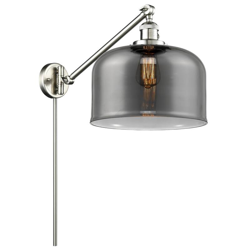 Innovations Lighting X-Large Bell Single Light 13" Tall Bathroom - Brushed Satin Nickel / Smoked