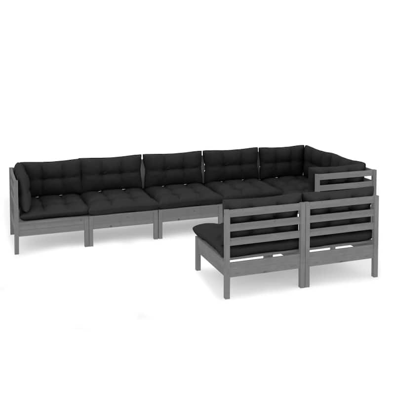vidaXL Solid Pinewood Patio Lounge Set 9 Piece with Cushions Multi Colors - 25" x 25" x 24.6"