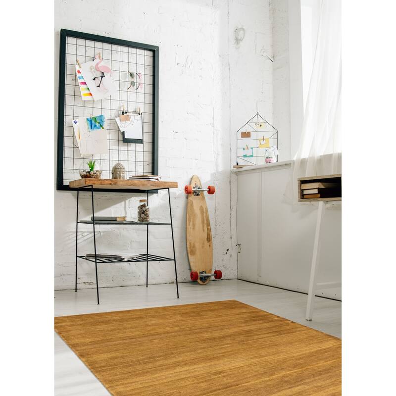 ECARPETGALLERY Hand-knotted Kashkuli Gabbeh Dark Gold Wool Rug - 5'1 x 7'9