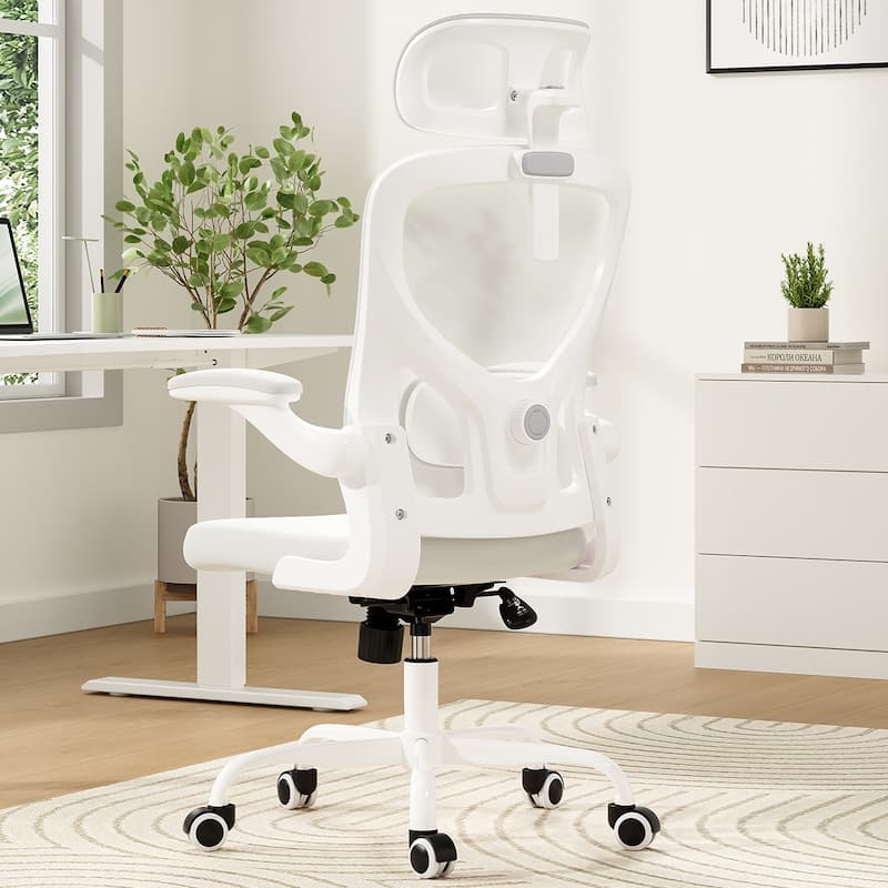 High Back Computer Chair with Armrests and Adjustable Lumbar Support
