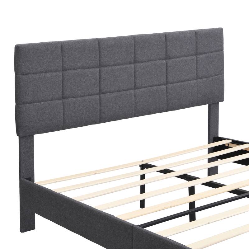 Platform Bed Frame with Fabric Upholstered Headboard