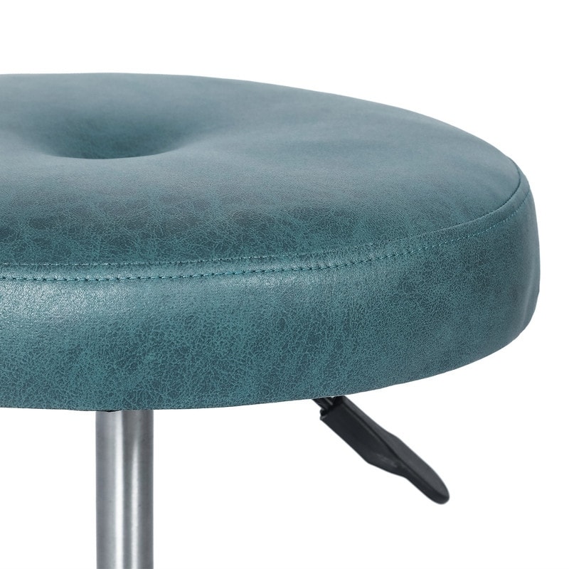 Adeco Adjustable Faux Leather Round Ottoman Swivel Freely Vanity Stool