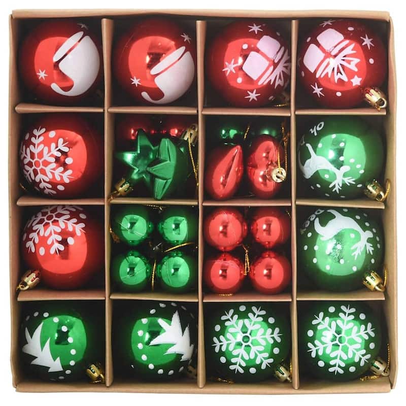 vidaXL Christmas Bauble Set 40 pcs Red and Green - 2.4 x 2.4 x 2.4