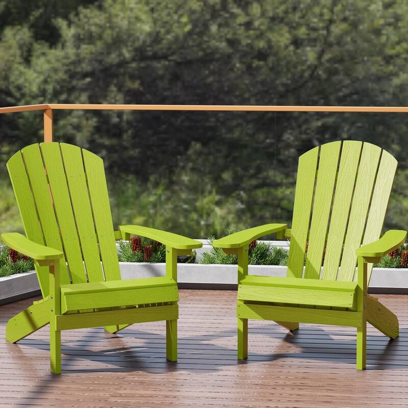 WINSOON All Weather HIPS Outdoor Plastic Adirondack Chairs Set of 2 - Kelly Green