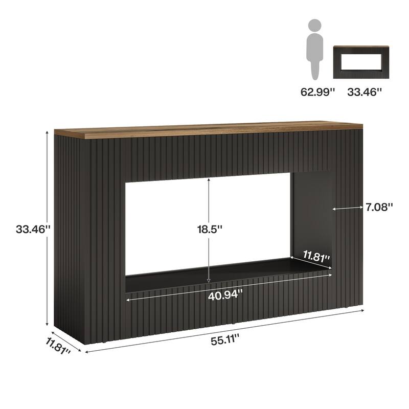 55-Inch Modern Console Table with Storage, 2-Tier Narrow Long Sofa Table Behind Couch Table for Entryway