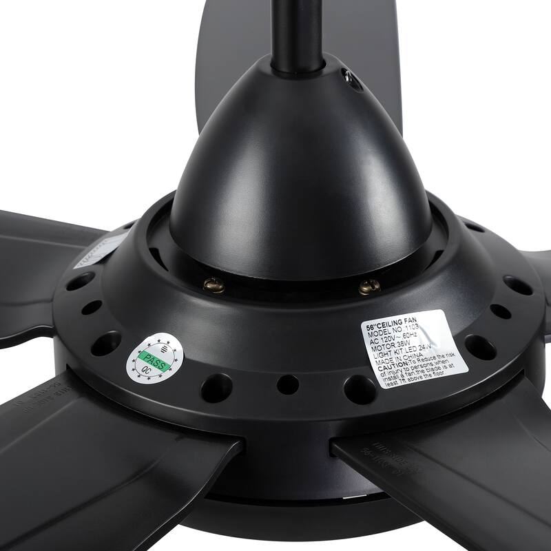 YUHAO 48 in. LED Indoor Matte Black Ceiling Fan with Integrated Light Kit and Remote Control