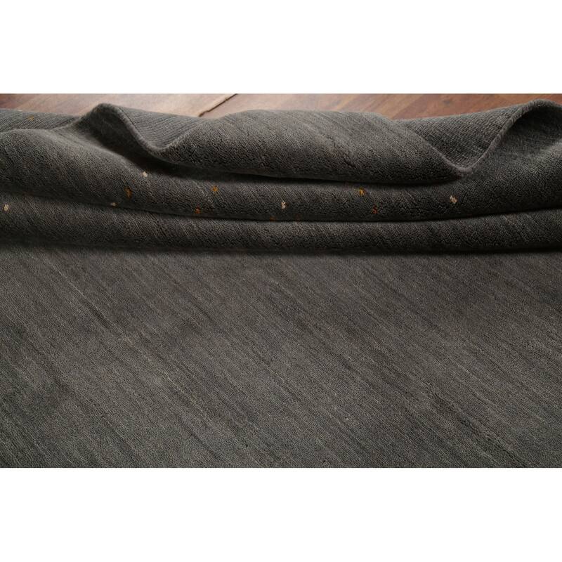 Gray Gabbeh Indian Area Rug Hand-Knotted Wool Carpet - 6'5"x 8'2"