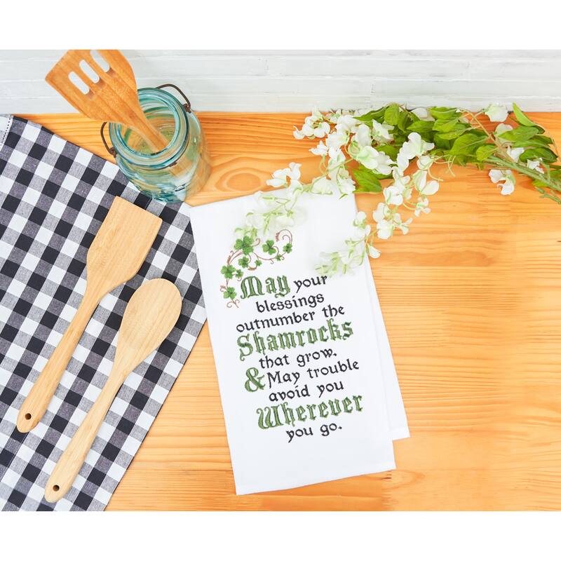 May Your Blessings Outnumber The Shamrocks St. Patrick's Day Flour Sack Kitchen Towel