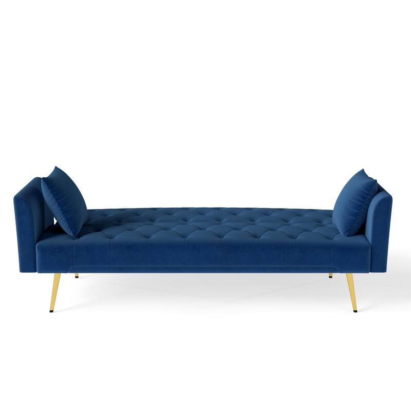 Convertible Sleeper Sofa Bed, Foldable Velvet Loveseat with Adjustable Backrest and Metal Legs, Cloud Chaise Lounge Couch