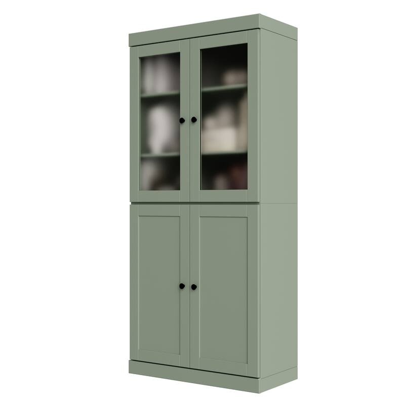 Palace Imports 100% Solid Wood 6-Shelf Bookcase with Frosted Glass and Shaker Doors and Adjustable Shelves