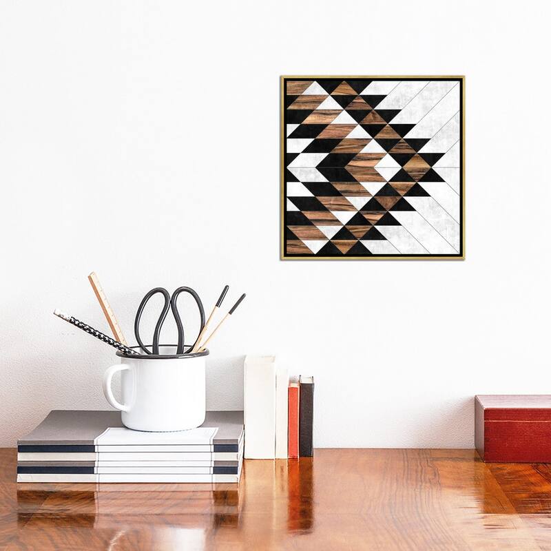 iCanvas "Urban Tribal Pattern No.9 - Aztec - Concrete and Wood" by Zoltan Ratko Framed Canvas Print