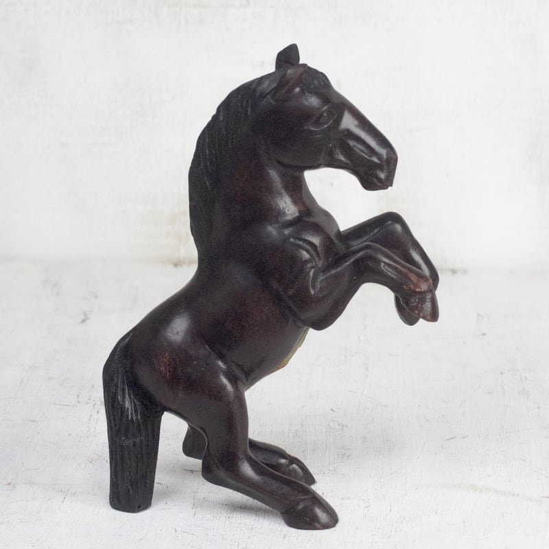 Novica Handmade Horse On Hind Legs Wood Sculpture