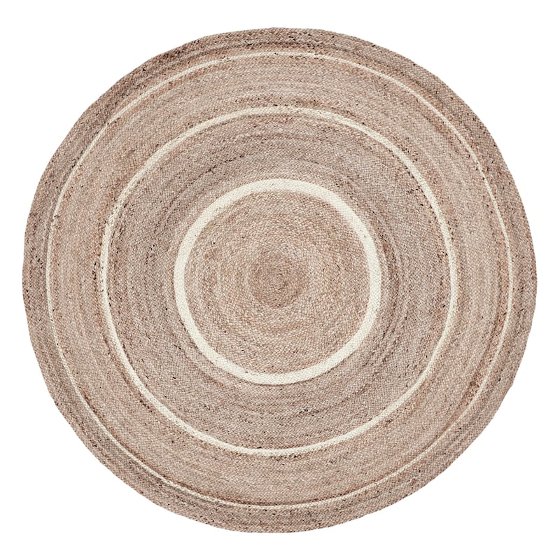 Natural & Creme Jute Rug w/ Pad 8ft Round - 3'6"