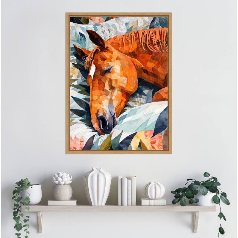Animal Watercolor Art Horse Sleeping by Justyna Jaszke Framed Canvas Wall Art
